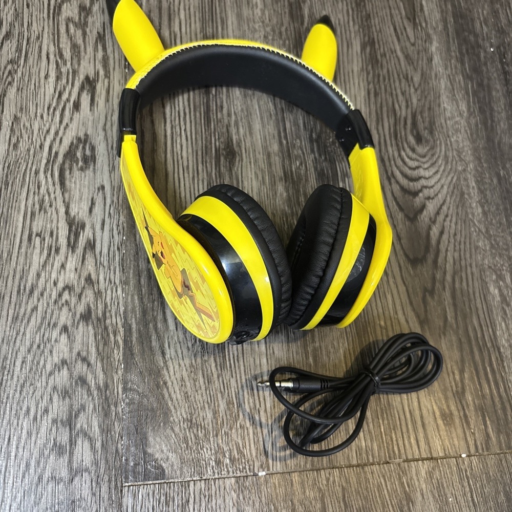 eKids Pokémon Wireless Bluetooth Headphones Yellow w/ Pikachu Ears Tested WORKS